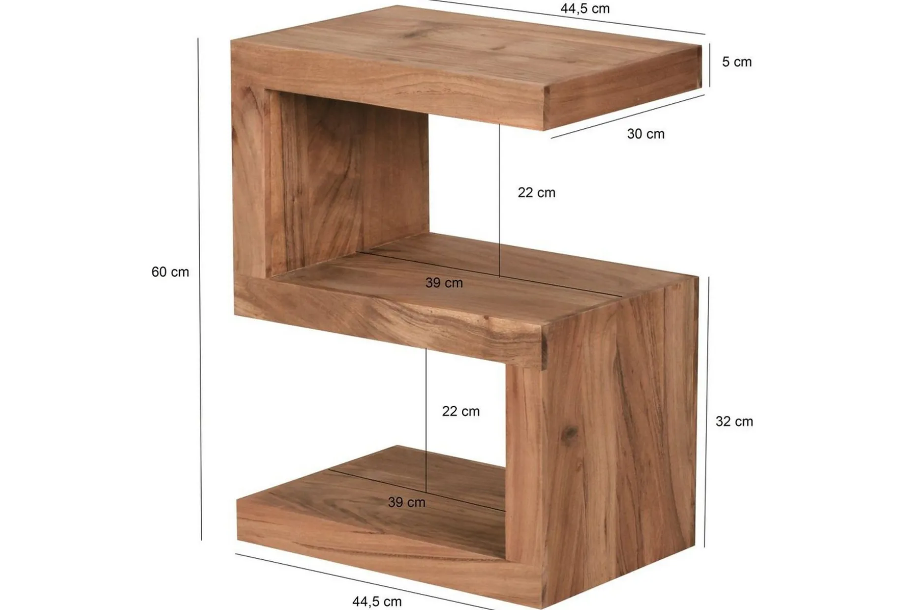 Sidebord Wohnling Heltre, S kube, landlig stil Akasie