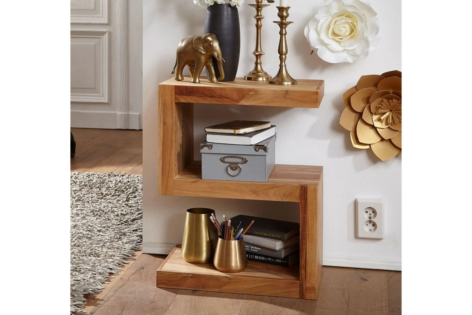 Sidebord Wohnling Heltre, S kube, landlig stil Akasie