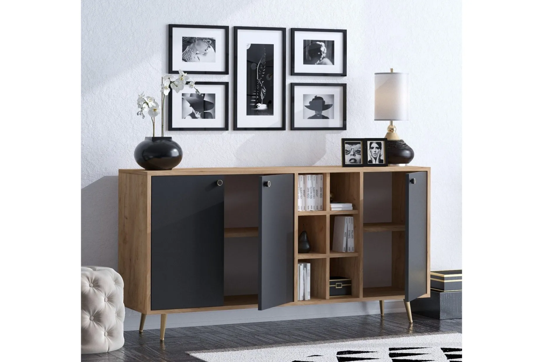Sidobord Ek|Svart
