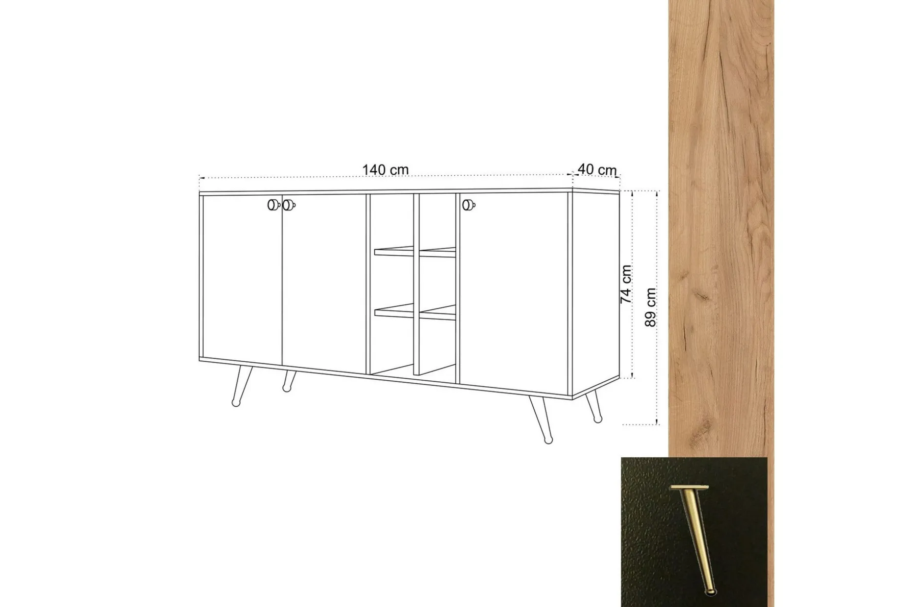 Sidobord Ek|Svart