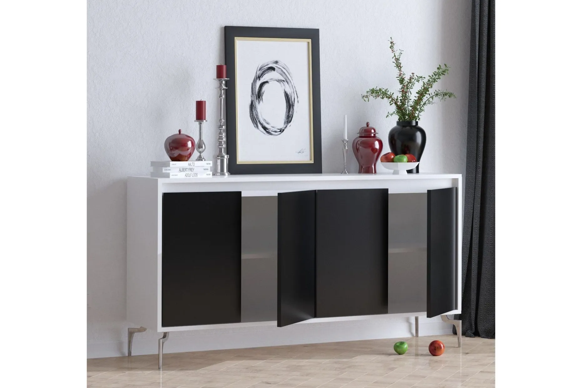 Sidobord Svart|Vit