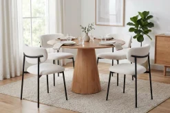 Siena spisegruppe rund 110 cm eik med 4 Lucy spisestoler