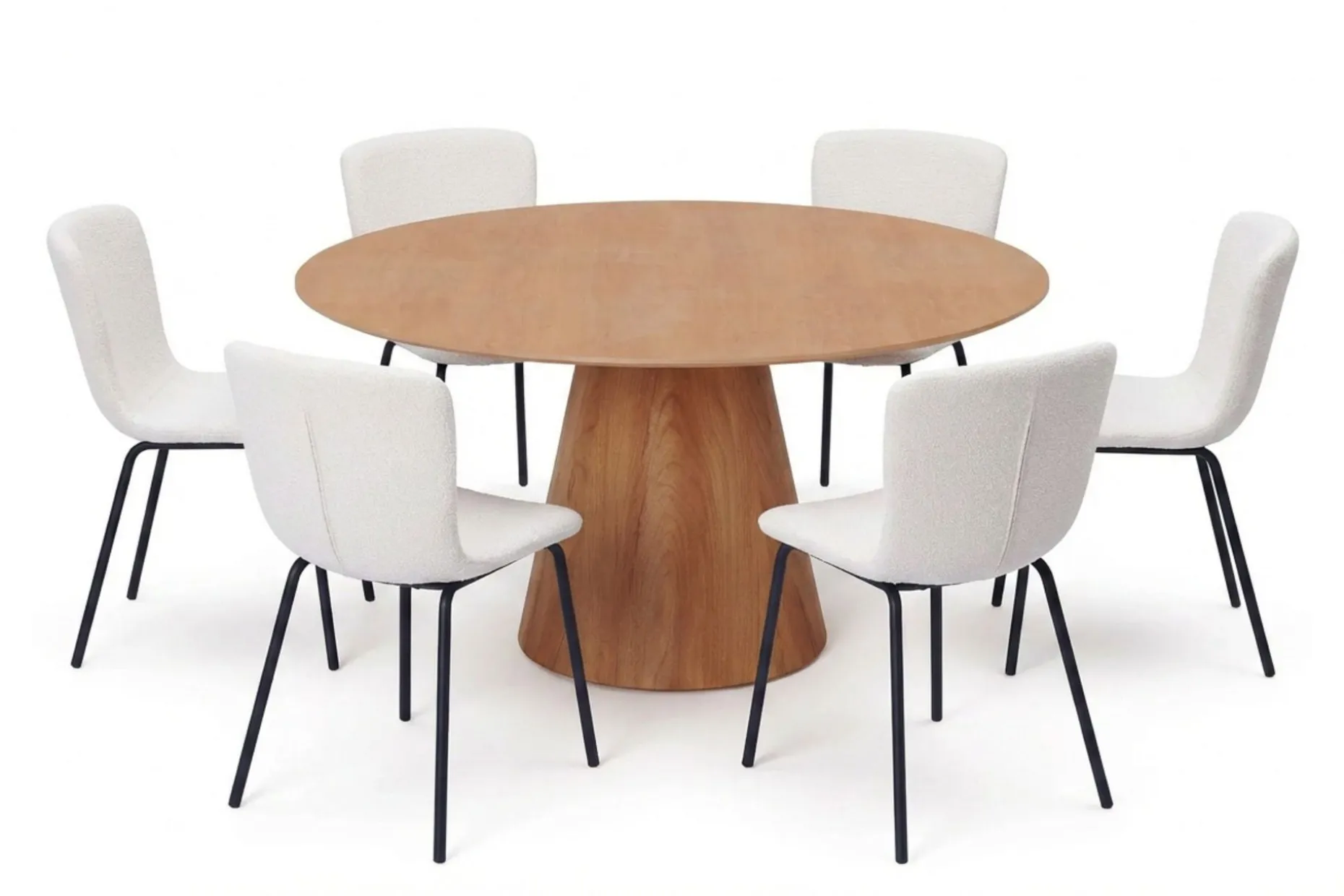 Siena Spisegruppe rund 150 cm Eik med 6 Katy spisestoler