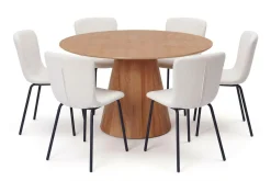Siena spisegruppe rund 130 cm eik med 6 Katy spisestoler