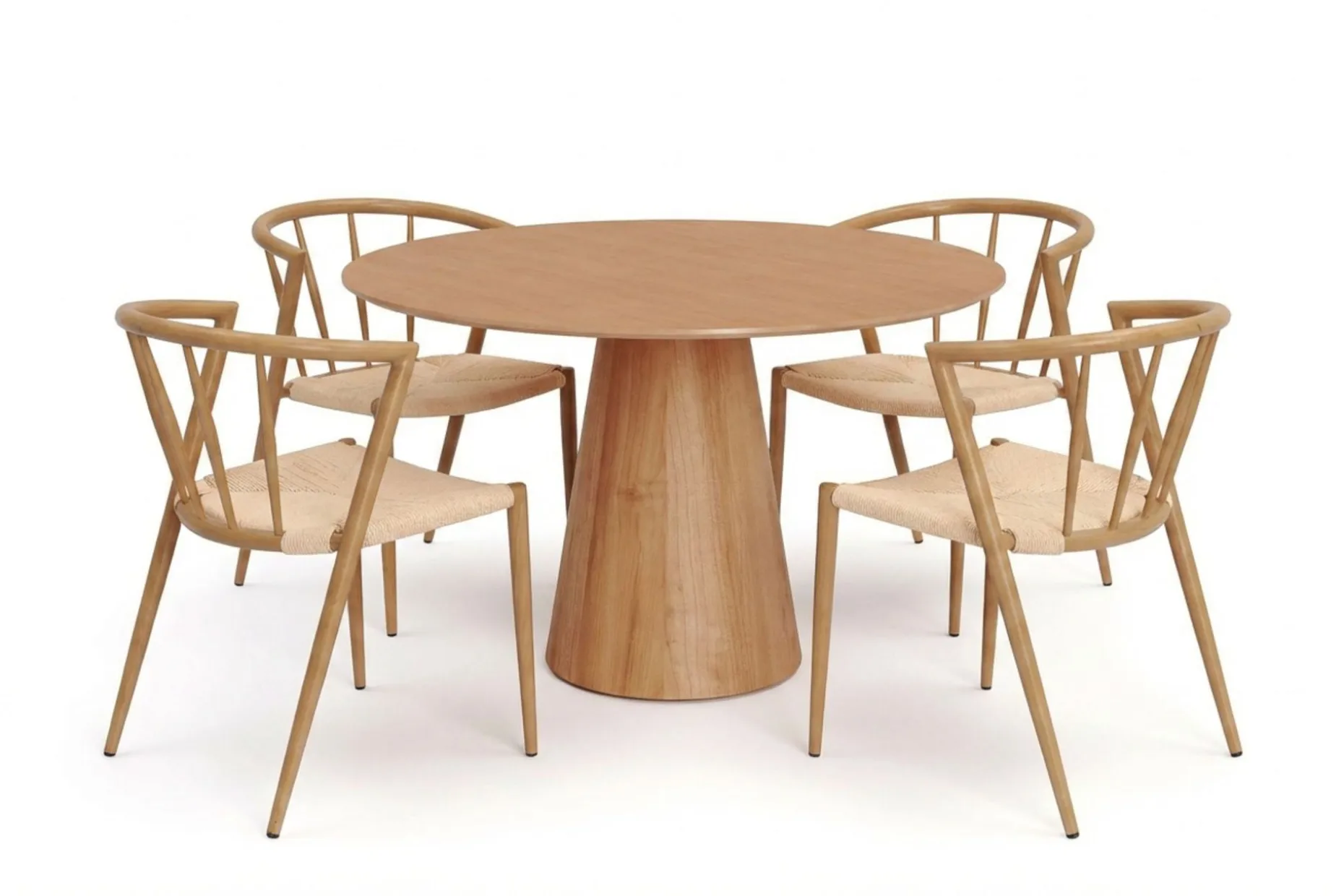Siena spisegruppe rund 110 cm eik med 4 Winston spisestoler