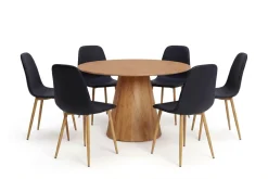 Siena spisegruppe rund 130 cm eik med 6 Nibe spisestoler