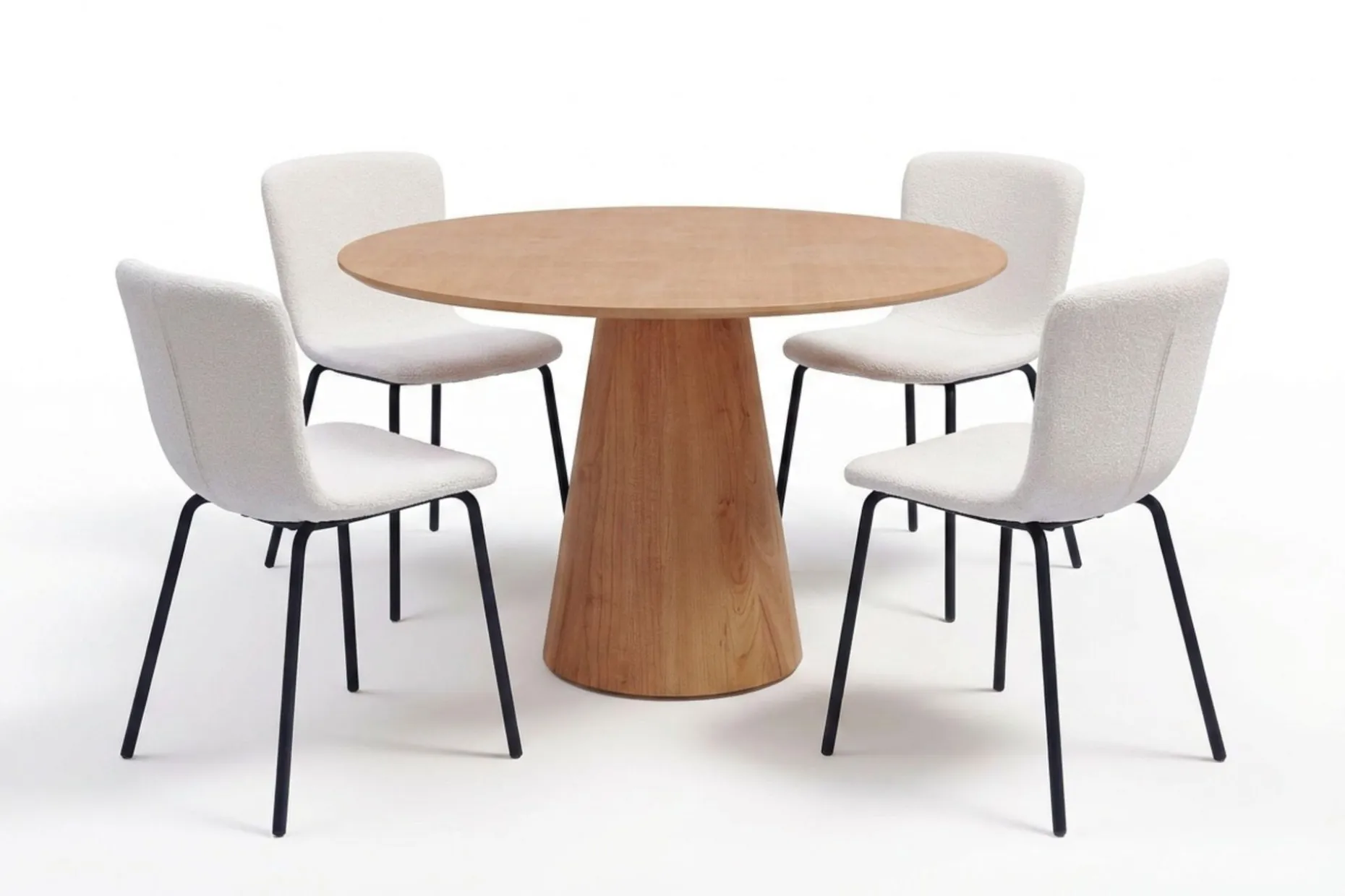 Siena spisegruppe rund 110 cm eik med 4 Katy spisestoler