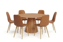 Siena spisegruppe rund 150 cm eik med 6 Nibe spisestoler