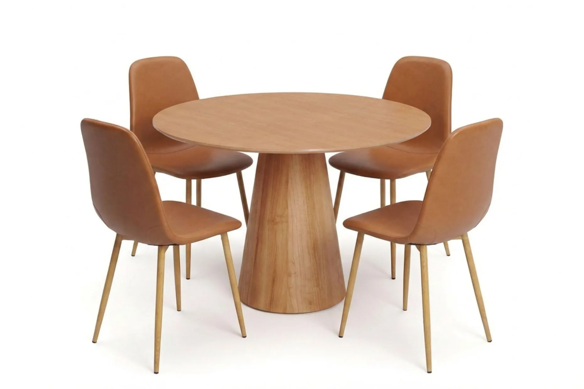 Siena spisegruppe rund 110 cm eik med 4 Nibe spisestoler