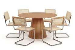 Siena spisegruppe rund 150 cm eik med 6 Build spisestoler