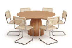 Siena spisegruppe rund 130 cm eik med 6 Build spisestoler