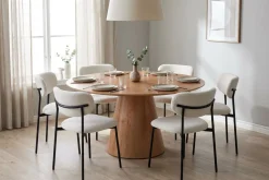 Siena spisegruppe rund 150 cm eik med 6 Lucy spisestoler