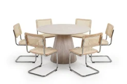 Siena spisegruppe rund 130 cm hvitlasert med 6 Build spisestoler