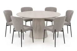 Siena spisegruppe rund 150 cm hvitlasert med 6 Elsie spisestoler