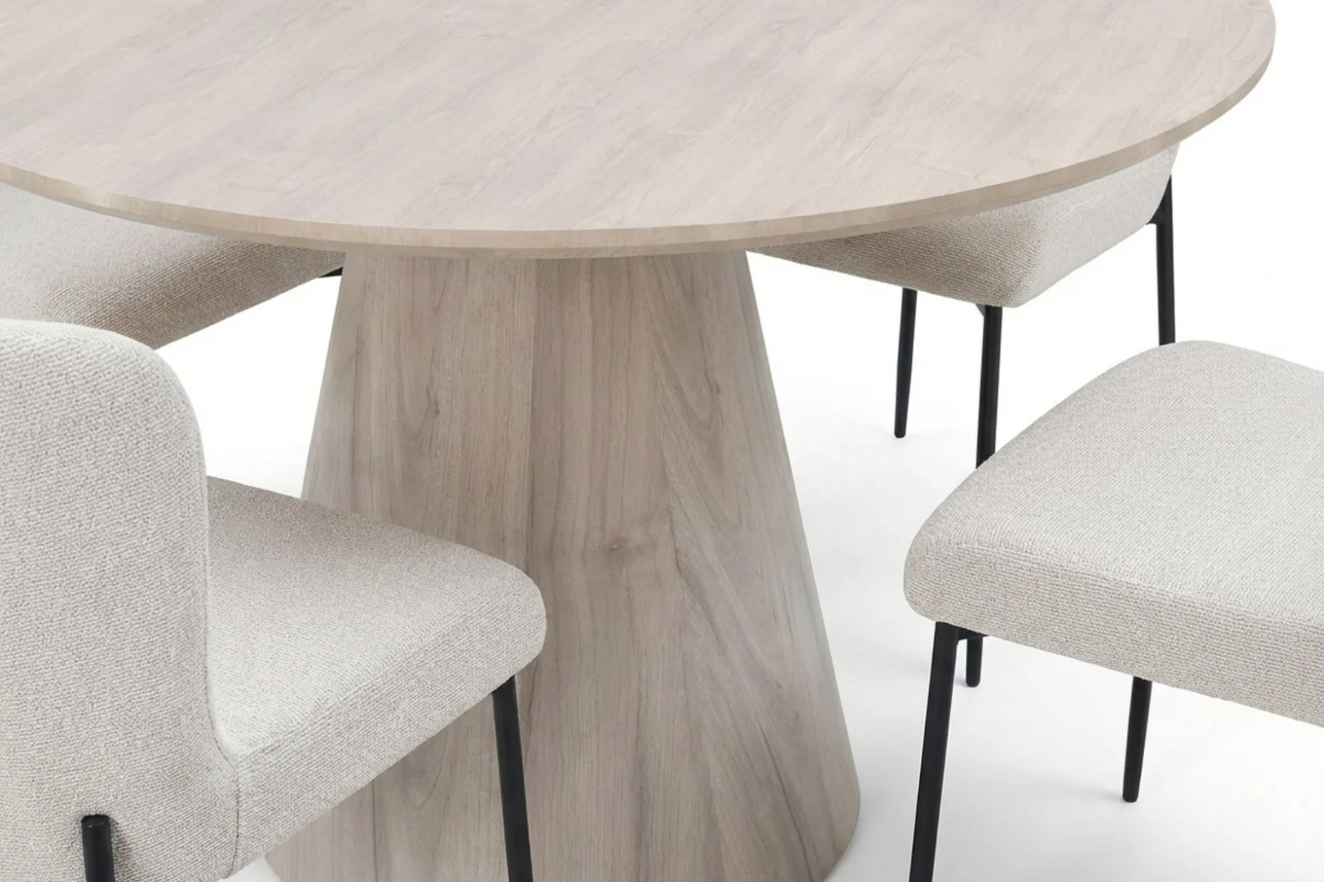 Siena spisegruppe rund 130 cm hvitlasert med 6 Elsie spisestoler