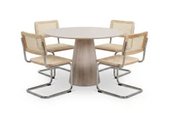 Siena spisegruppe rund 110 cm hvitlasert med 4 Build spisestoler