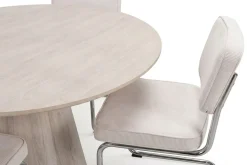 Siena spisegruppe rund 110 cm hvitlasert med 4 Milva spisestoler