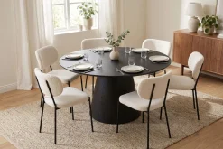 Siena spisegruppe rund 130 cm svart med 6 Gemmiano spisestoler