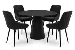 Siena spisegruppe rund 110 cm svart med 4 Alsarp spisestoler
