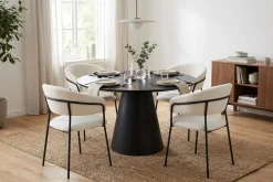 Siena spisegruppe rund 110 cm svart med 4 Karol spisestoler