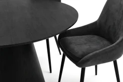 Siena spisegruppe rund 130 cm svart med 6 Alsarp spisestoler