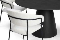 Siena spisegruppe rund 130 cm svart med 6 Karol spisestoler