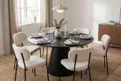 Siena Spisegruppe rund 150 cm Svart med 6 Gemmiano spisestoler