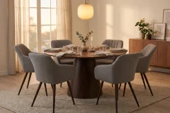 Siena spisegruppe rund 130 cm valnøtt med 6 Filippa spisestoler
