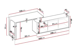Sigmana Skrivebord 260x55 cm