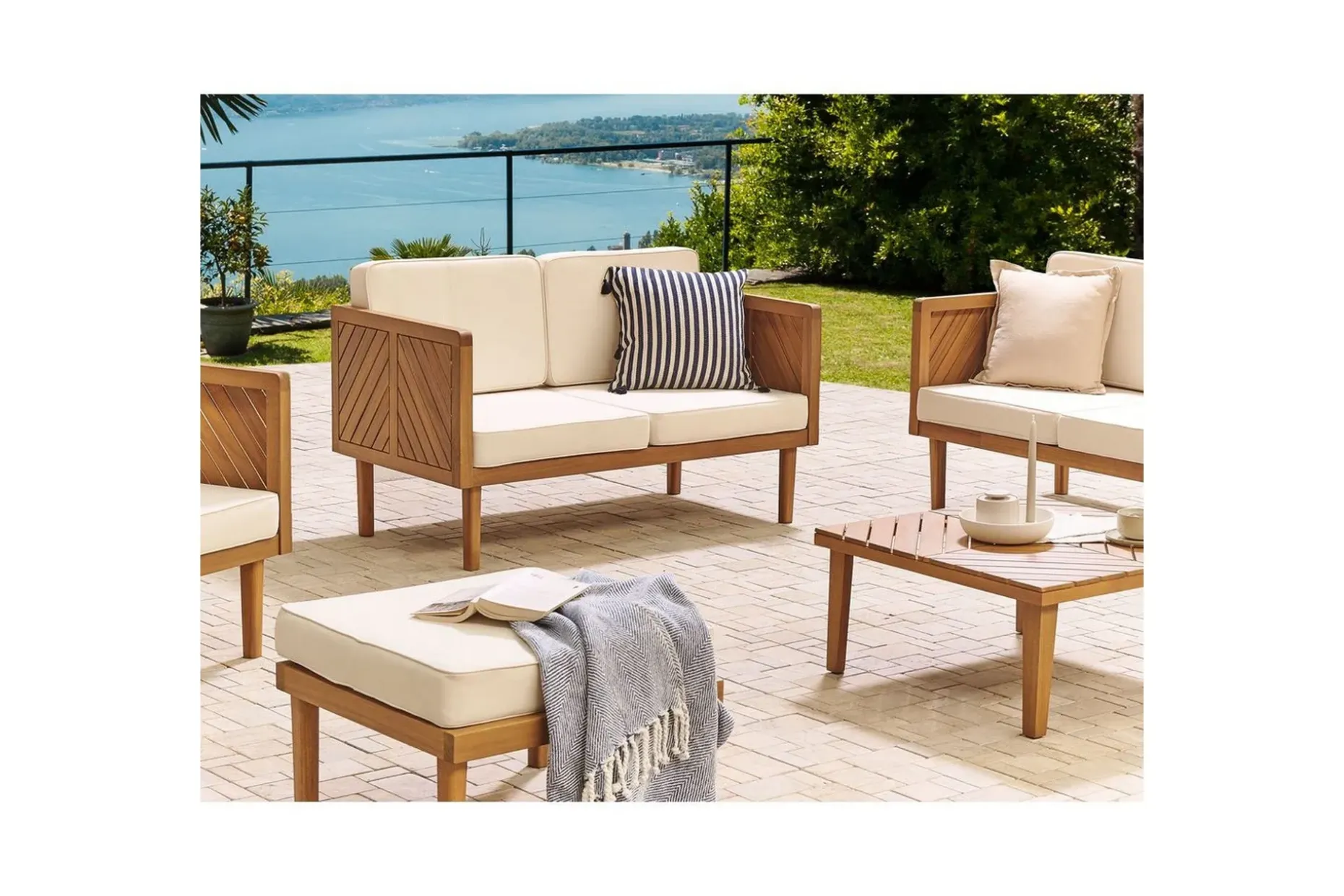2-sitssoffa Beliani Baratti Light wood||Beige