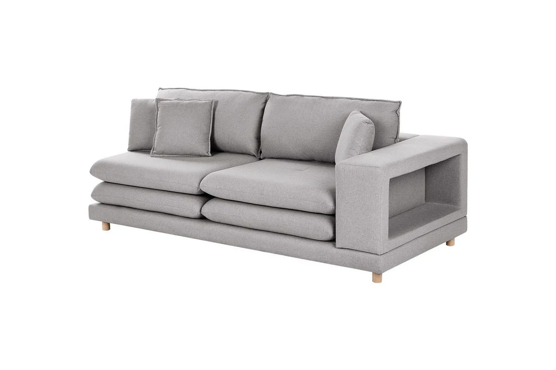 2-sitssoffa Beliani Heden Beige/ljust trä Grey||Light colored wood