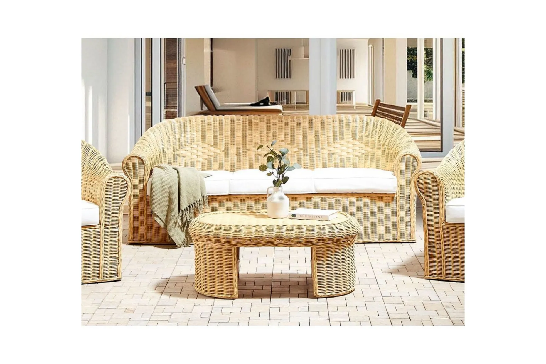 3-sitssoffa Beliani Livadeia Natural||White