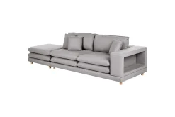 2-sitssoffa med fotpall Beliani Heden Beige/ljust trä Grey||Light colored wood