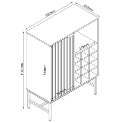 Skap HOME4YOU Helve med vinreol 80x40x110 cm melamin