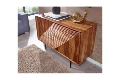 Skjenk Wohnling massivt tre, 3D geometrisk front, push-to-open, industriell loftstil 100 cm