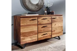 Skjenk Wohnling Massivt treverk trekanter 145 cm med 2 dører 3 skuffer industriell