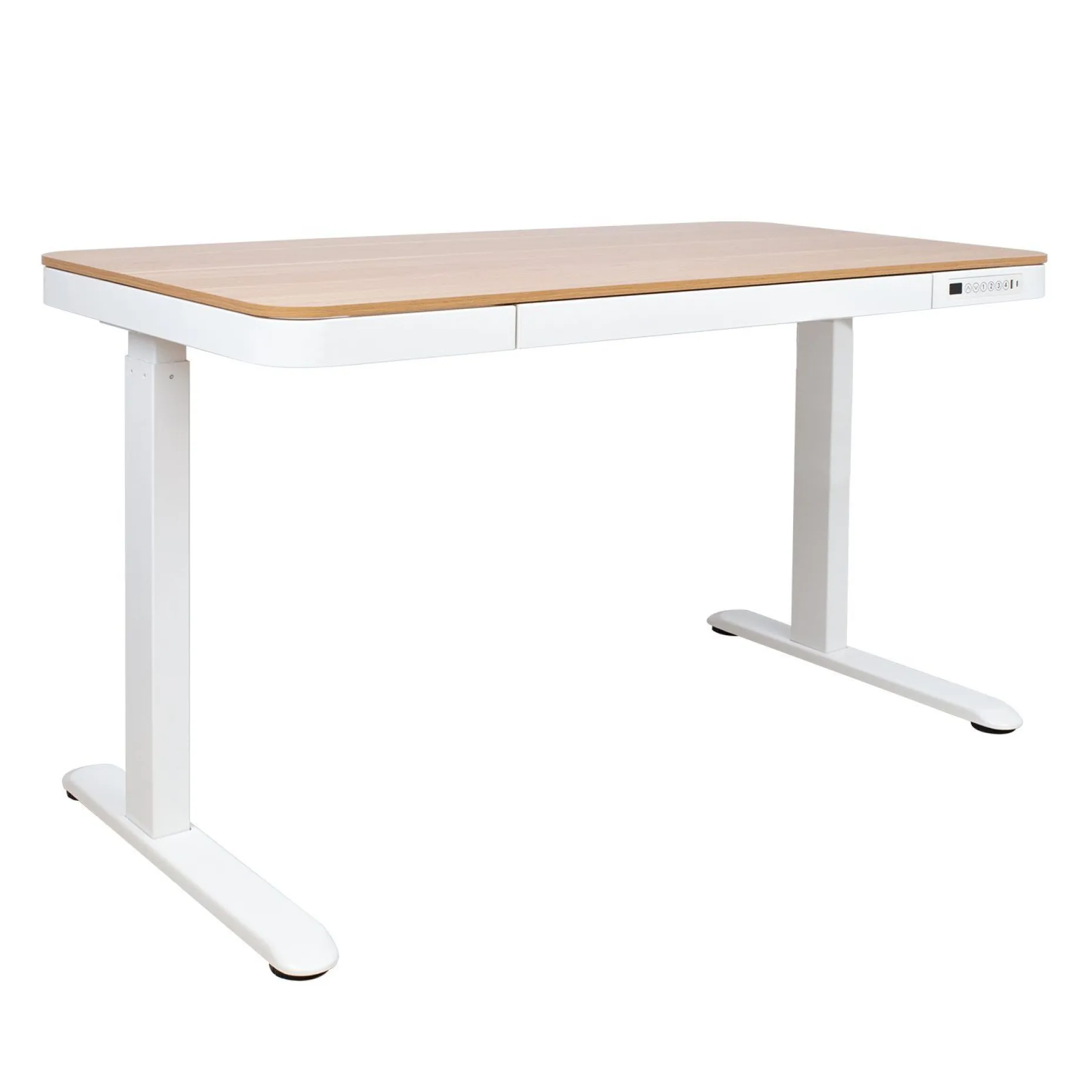Skrivebord HOME4YOU Ergo med 1 motor 120x60x72-121 cm eik/hvit