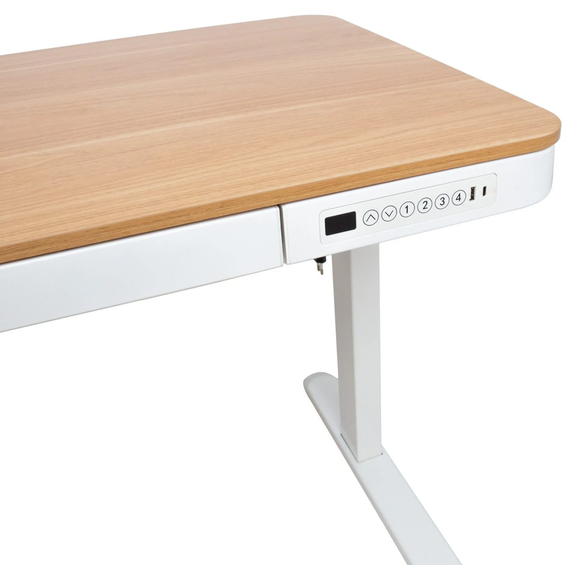 Skrivebord HOME4YOU Ergo med 1 motor 120x60x72-121 cm eik/hvit