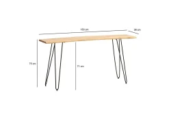 Skrivebord Wohnling Heltre 150 cm Trekantet kant med hårnålben Landlig stil