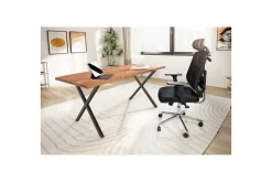 Skrivebord Wohnling Massivt treverk trekanter metallbein landlig stil Svart, krysset, 180x90 cm