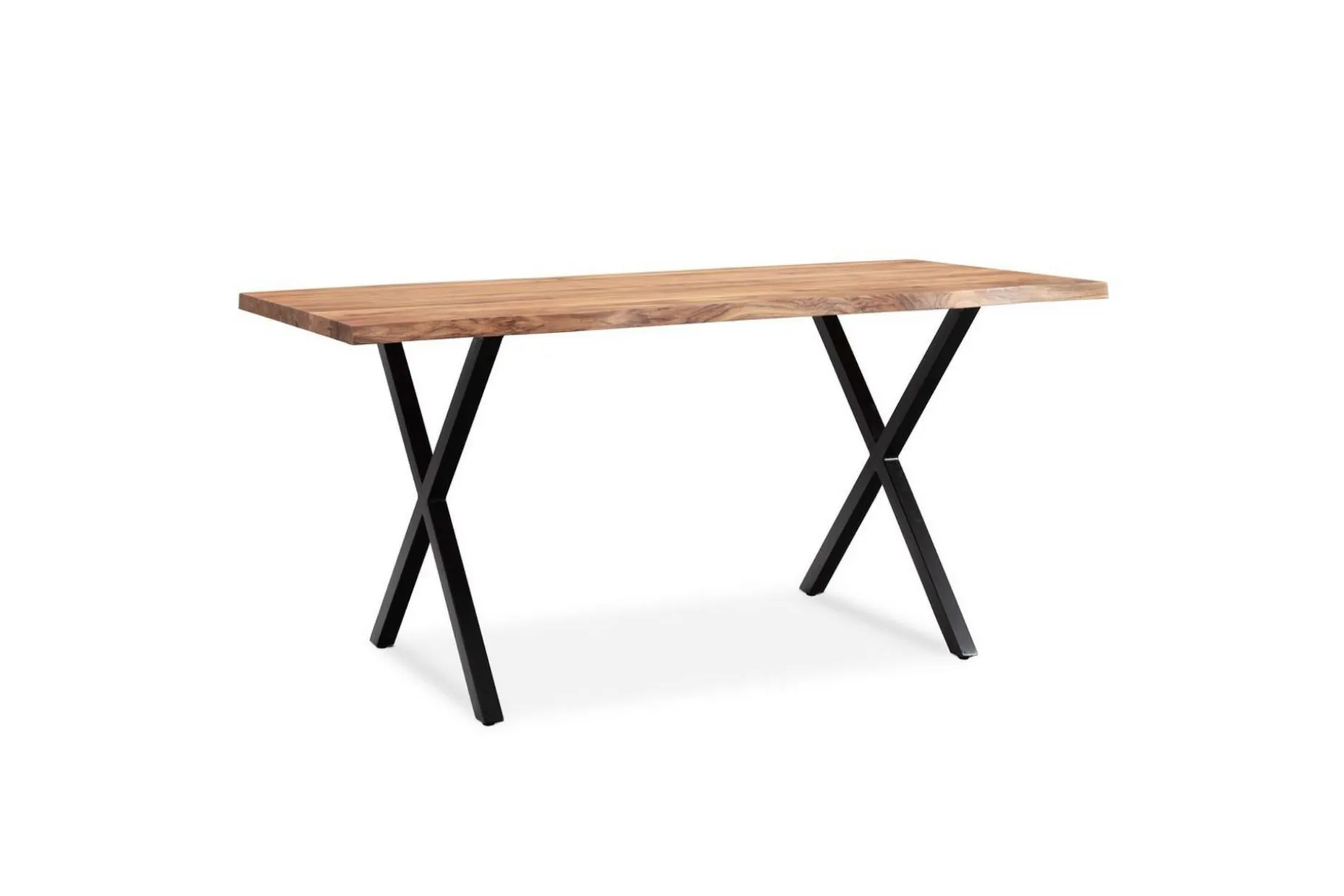 Skrivebord Wohnling Massivt treverk trekanter metallbein landlig stil Svart, krysset, 180x90 cm