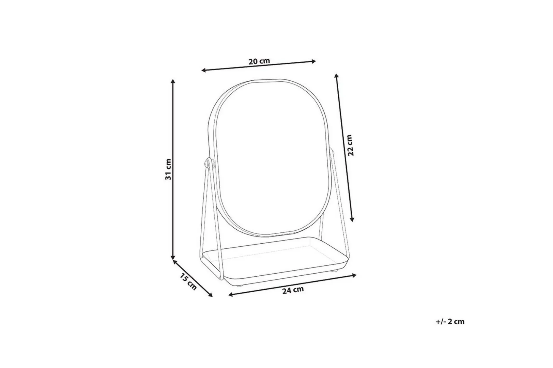 Sminkspegel Beliani Correze Guld/svart GOLD||Black
