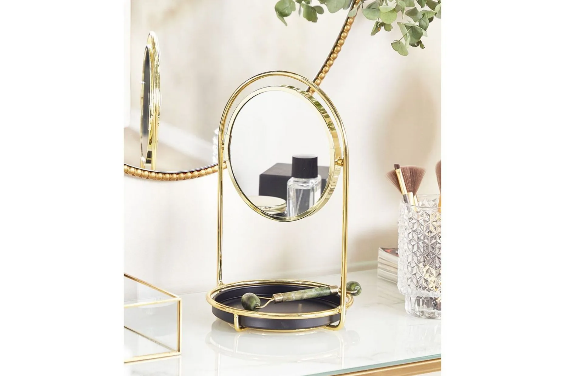 Sminkspegel Beliani Indre GOLD||Black
