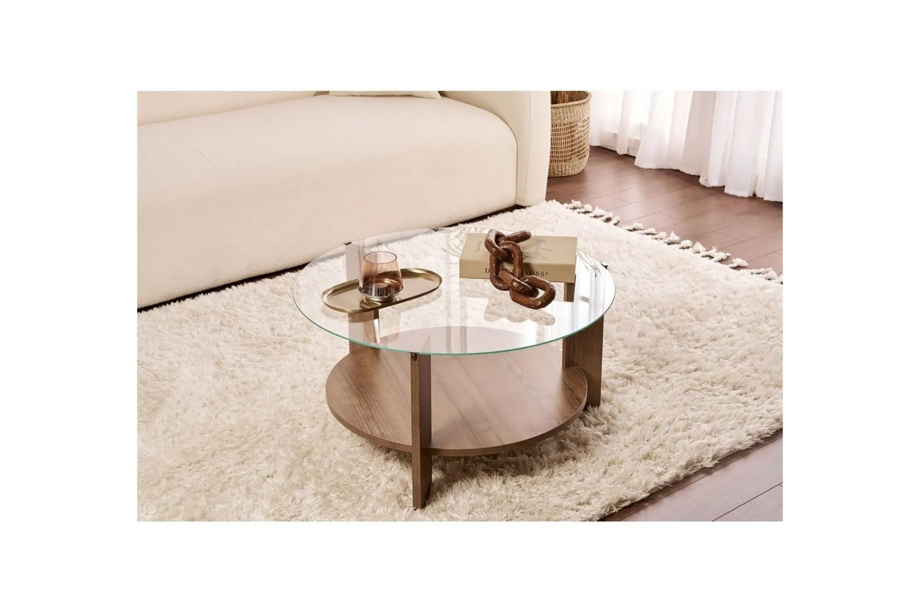Sofabord Clara 75 cm med Glassplate