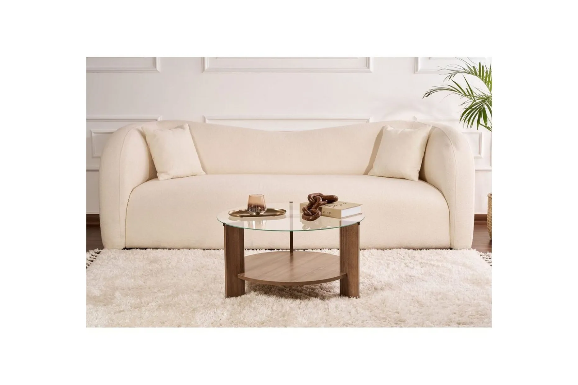 Sofabord Clara 75 cm med Glassplate