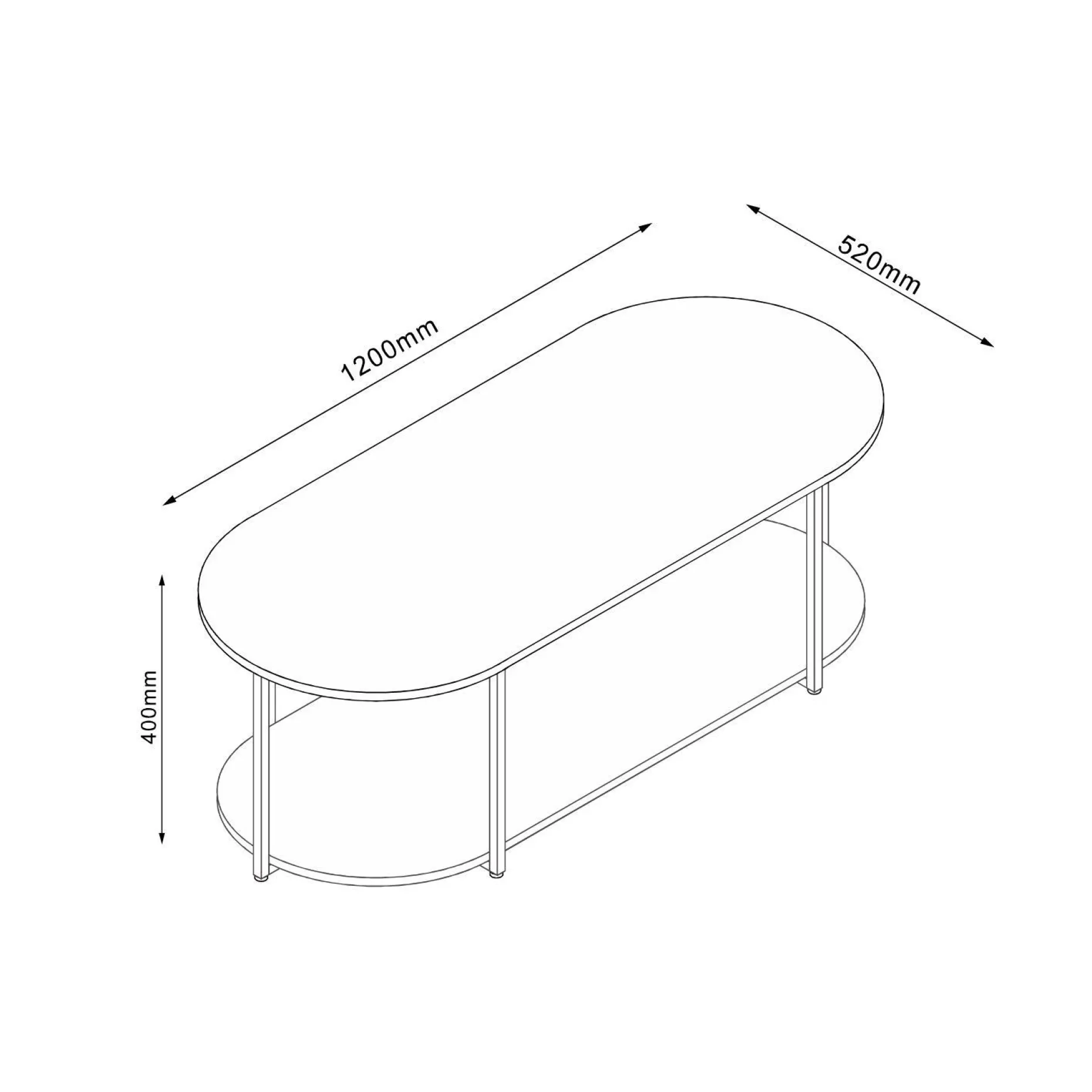 Sofabord HOME4YOU Hannes 120x52x40 cm rustikk melamin
