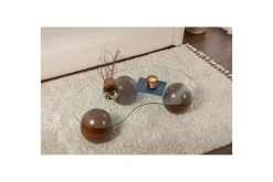 Sofabord Homitis Sofabord Jaromere Valnøtt / Transparent Mellommørkt tre, flerfarget