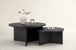 Sofabordsett Saltø 2stk Runde 85 cm/65 cm Tre Svart