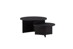 Sofabordsett Saltø 2stk Runde 85 cm/65 cm Tre Svart