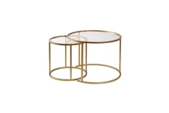 Sofabordsett 2 stykker Rikiya Liten Gulltransparent